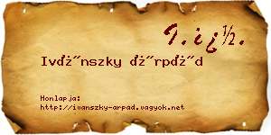Ivánszky Árpád névjegykártya