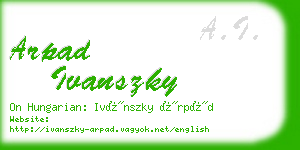 arpad ivanszky business card